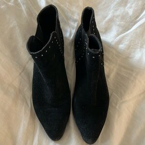 Black suede western ankle boots